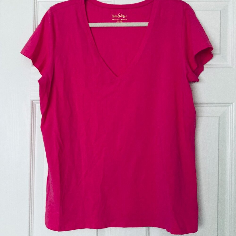 Lilly Pulitzer Womens XL Pima Cotton Michele Top in Capri Pink Stretch MINT